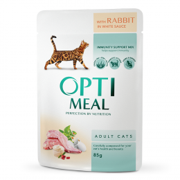 Консервований корм - Вологий корм Optimeal для дорослих котів з кроликом в білому соусі
